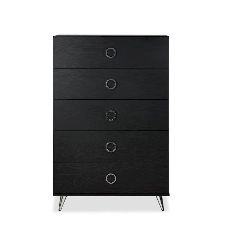 Commode rectangulaire moderne en bois à 5 tiroirs