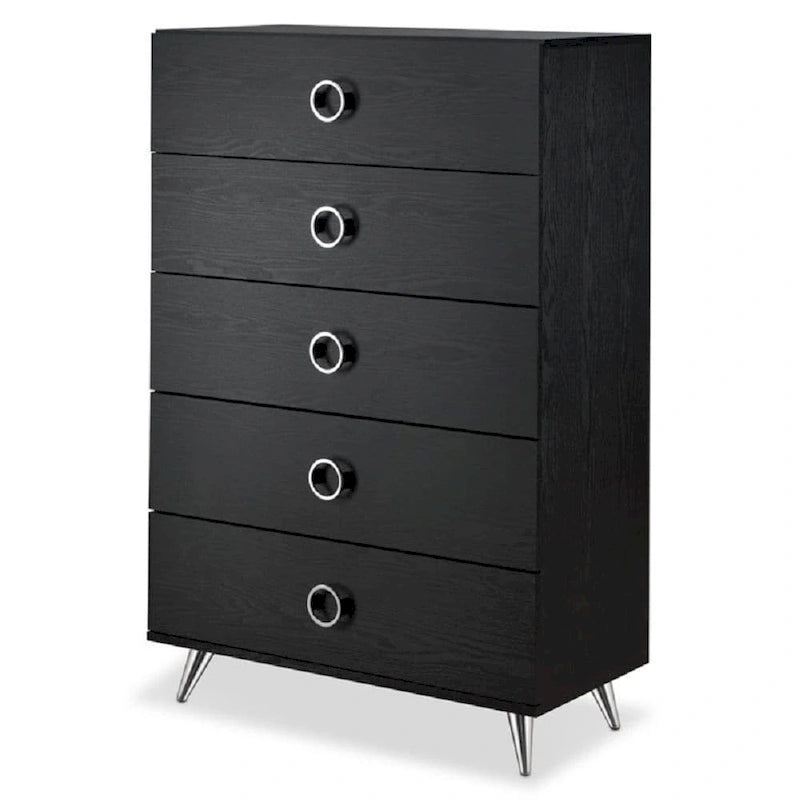 Commode rectangulaire moderne en bois à 5 tiroirs