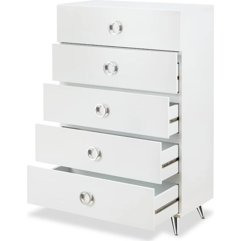 Commode rectangulaire moderne en bois à 5 tiroirs