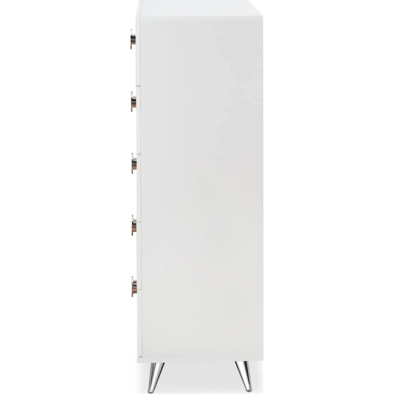 Commode rectangulaire moderne en bois à 5 tiroirs