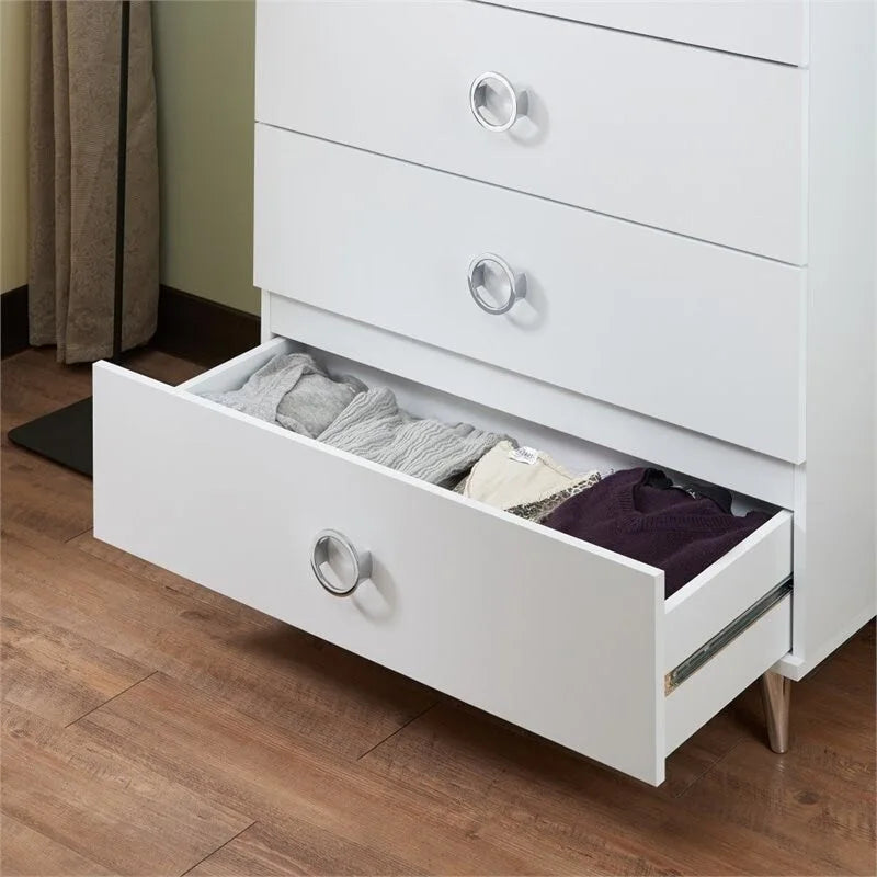 Commode rectangulaire moderne en bois à 5 tiroirs