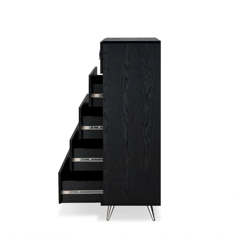Commode rectangulaire moderne en bois à 5 tiroirs