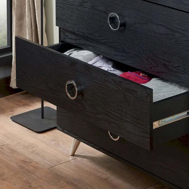 Commode rectangulaire moderne en bois à 5 tiroirs