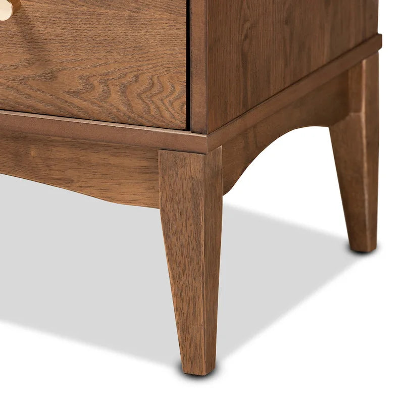 Commode Landis à 4 tiroirs en frêne et noyer, style moderne du milieu du siècle