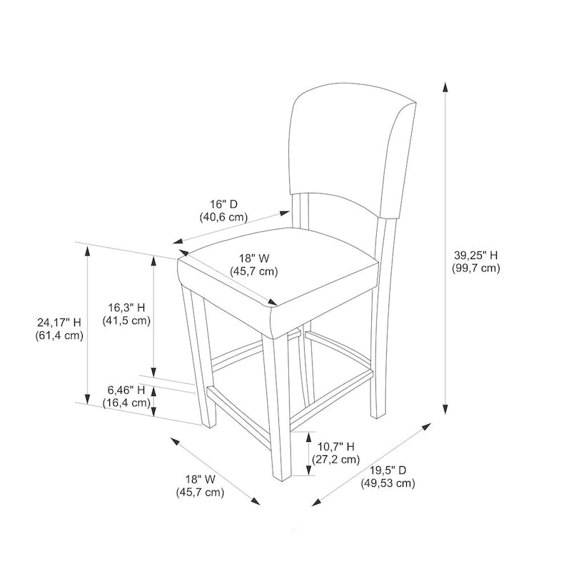 Tabouret de bar Linon Falesti en similicuir, 61,4 cm (24,17 pouces), couleur expresso