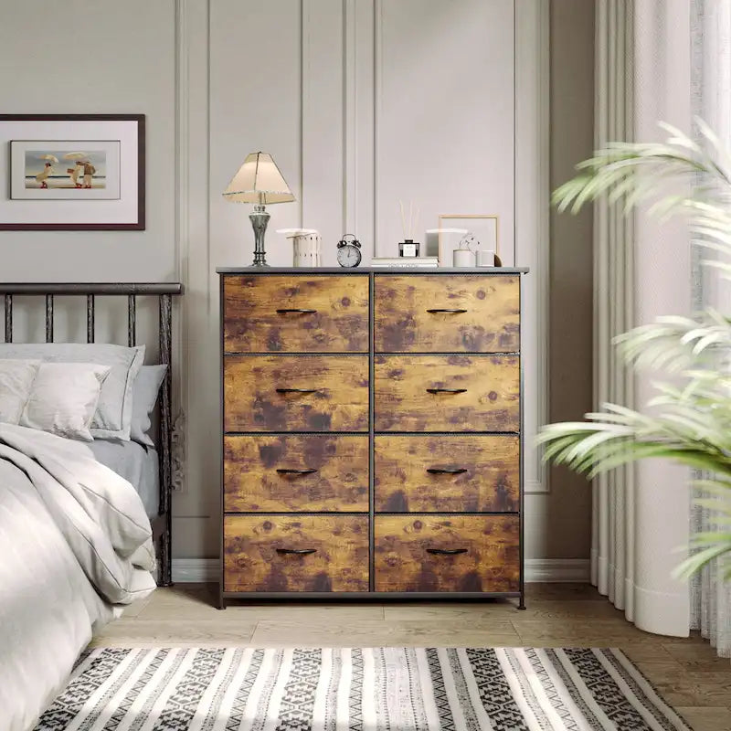 Tour de rangement verticale moderne à 8 tiroirs en tissu pour chambre à coucher