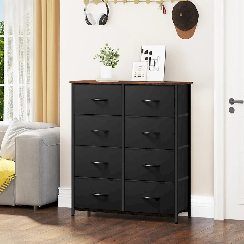 Tour de rangement verticale moderne à 8 tiroirs en tissu pour chambre à coucher