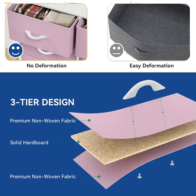 Tour de rangement verticale moderne à 8 tiroirs en tissu pour chambre à coucher