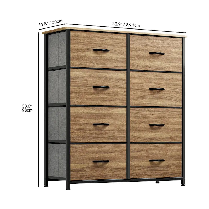 Tour de rangement verticale moderne à 8 tiroirs en tissu pour chambre à coucher