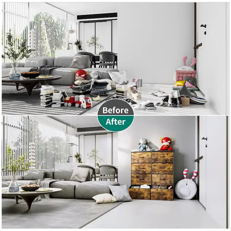 Tour de rangement verticale moderne à 8 tiroirs en tissu pour chambre à coucher