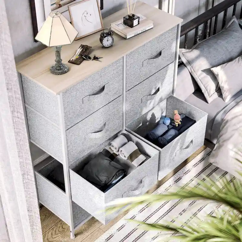 Tour de rangement verticale moderne à 8 tiroirs en tissu pour chambre à coucher