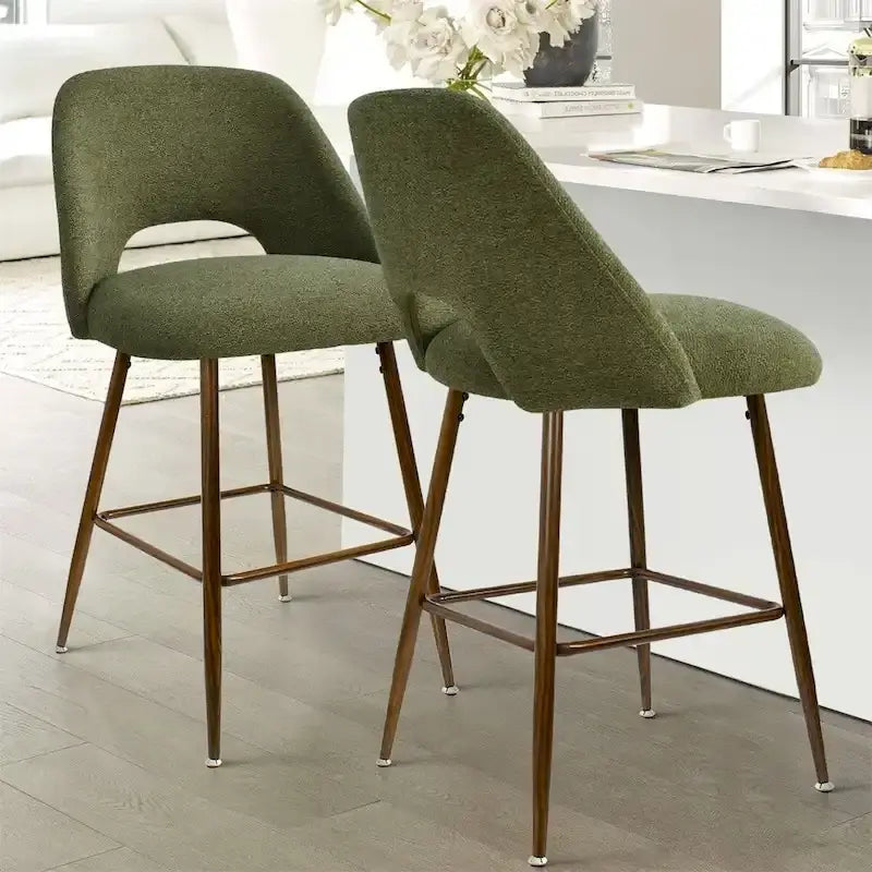 Tabouret de bar moderne rembourré, pieds en noyer (lot de 2)