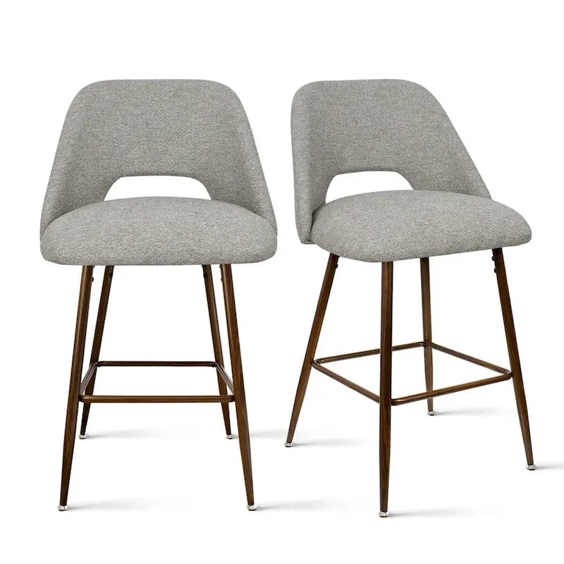 Tabouret de bar moderne rembourré, pieds en noyer (lot de 2)