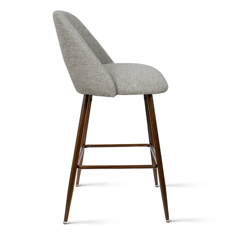 Tabouret de bar moderne rembourré, pieds en noyer (lot de 2)