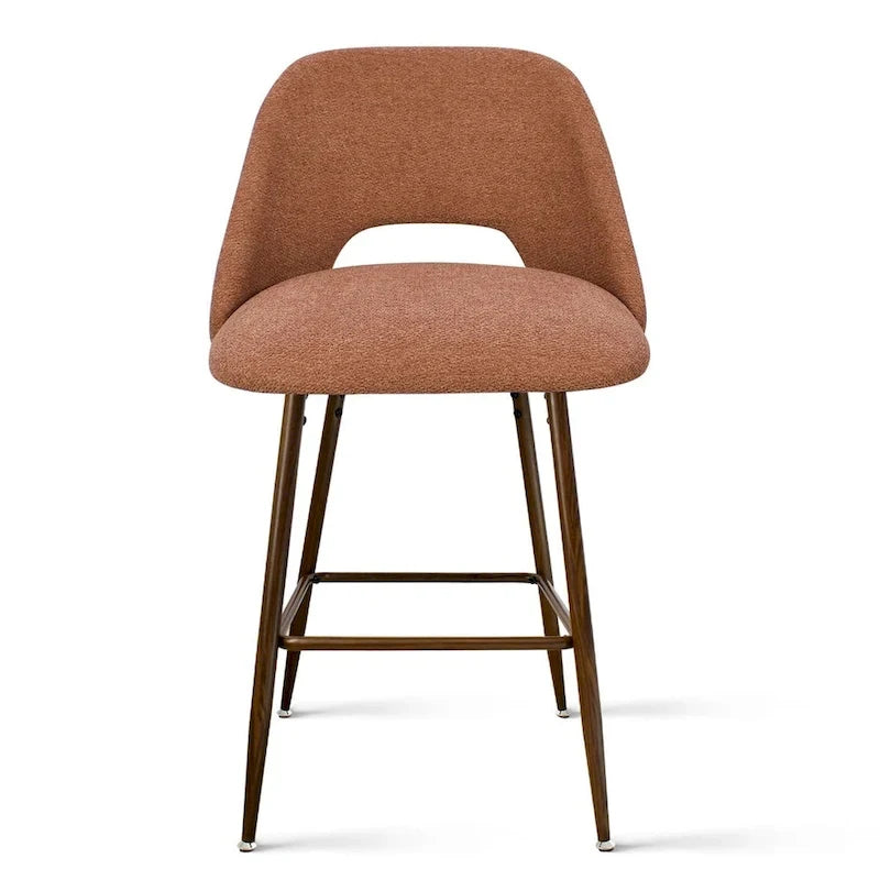 Tabouret de bar moderne rembourré, pieds en noyer (lot de 2)