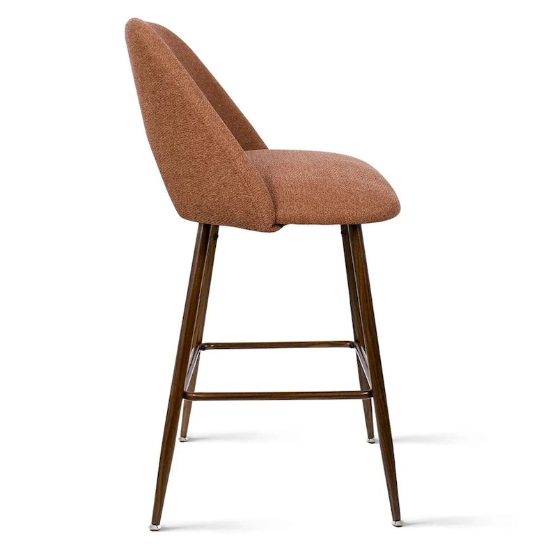 Tabouret de bar moderne rembourré, pieds en noyer (lot de 2)