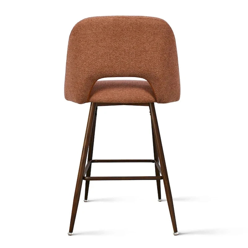 Tabouret de bar moderne rembourré, pieds en noyer (lot de 2)