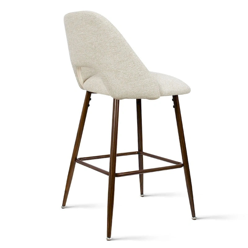 Tabouret de bar moderne rembourré, pieds en noyer (lot de 2)