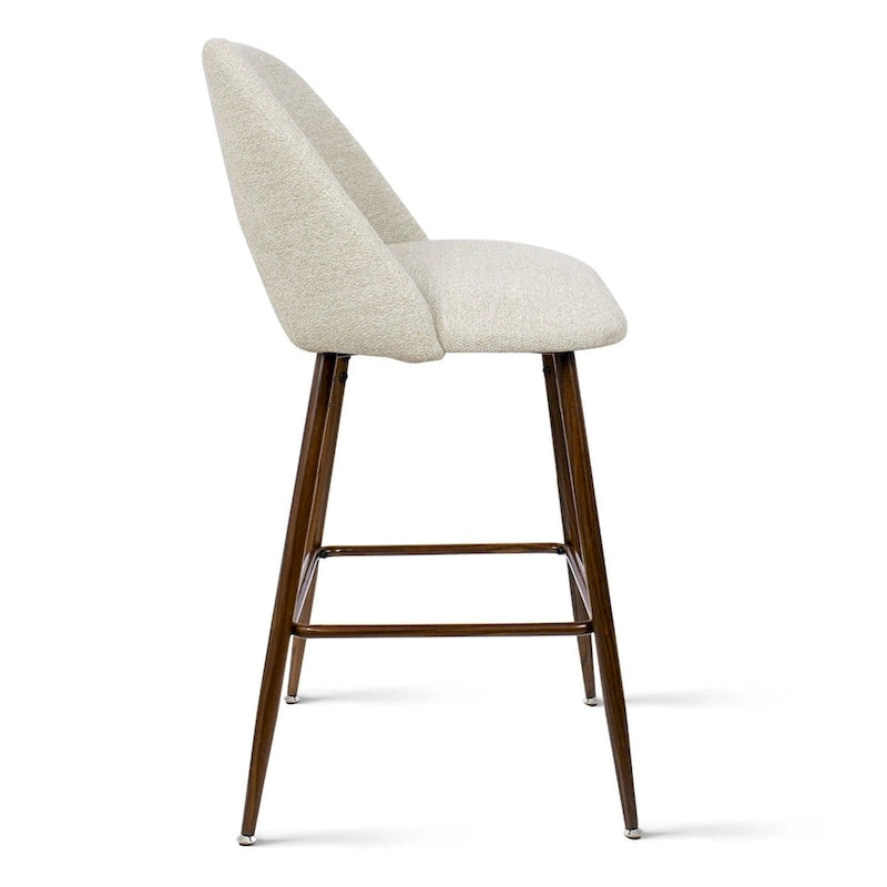 Tabouret de bar moderne rembourré, pieds en noyer (lot de 2)