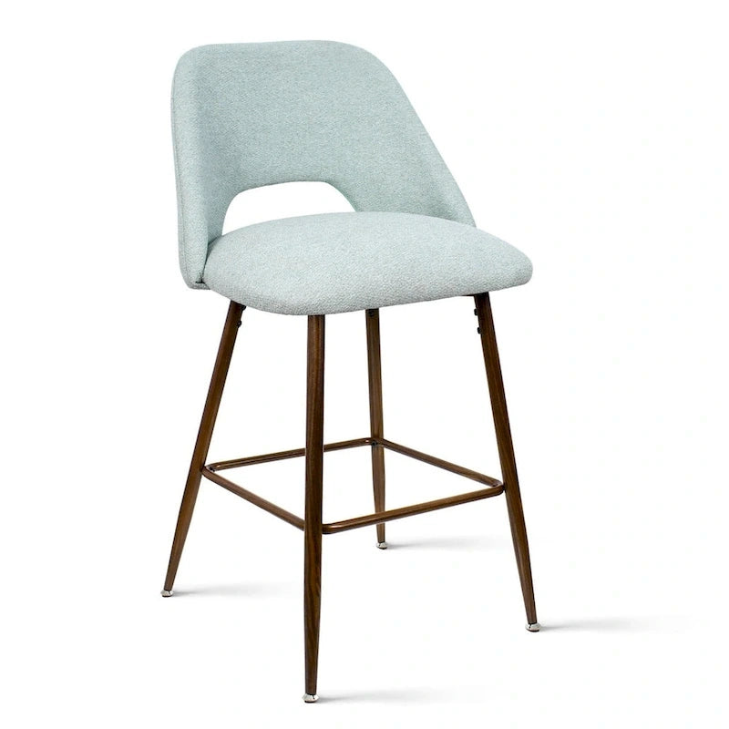 Tabouret de bar moderne rembourré, pieds en noyer (lot de 2)