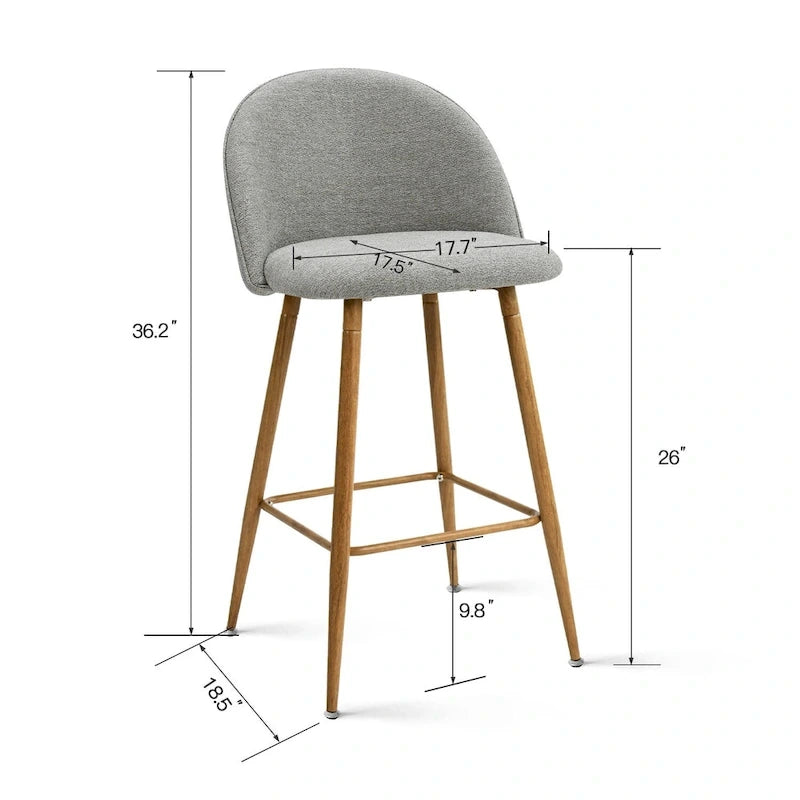 Tabouret de bar rembourré de 66 cm (lot de 2) - 95,5 x 42,4 x 42,9 cm