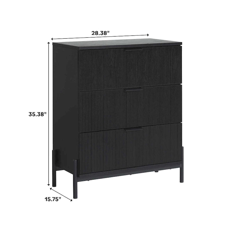 Commode à trois tiroirs Middlebrook Designs avec façades de tiroirs cannelées