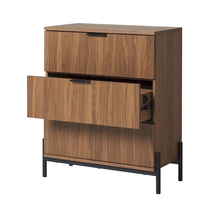 Commode à trois tiroirs Middlebrook Designs avec façades de tiroirs cannelées