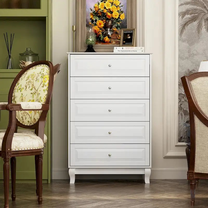 Commode à 5 tiroirs, meuble de rangement haut