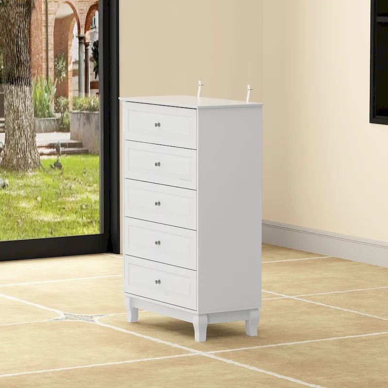 Commode à 5 tiroirs, meuble de rangement haut