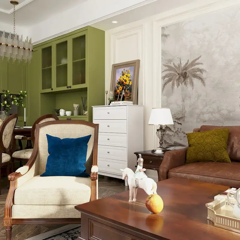 Commode à 5 tiroirs, meuble de rangement haut