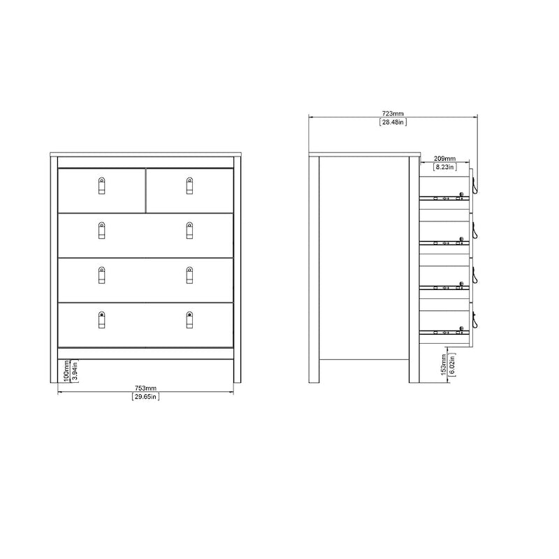 Commode à 5 tiroirs Porch &amp; Den Madrid