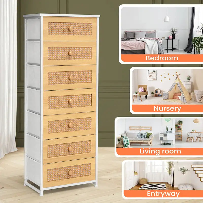 Commode à 7 tiroirs, tour de rangement pour chambre à coucher