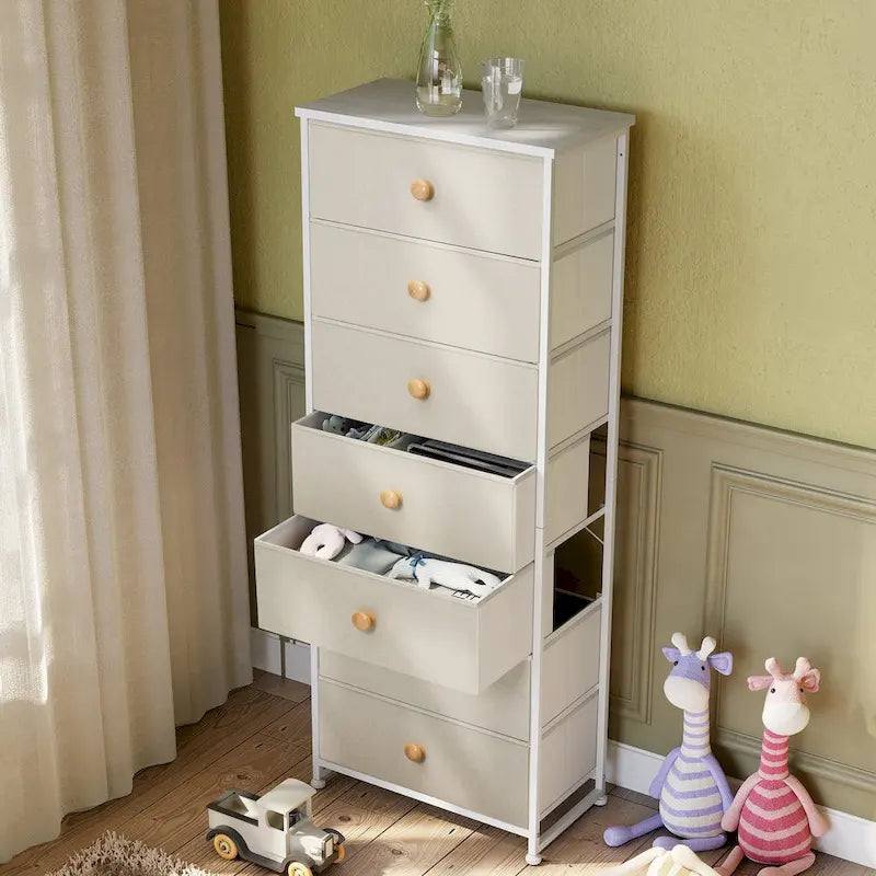 Commode à 7 tiroirs, tour de rangement pour chambre à coucher