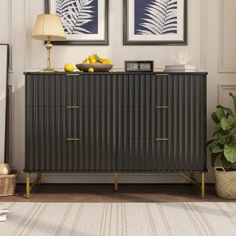 Commode d'appoint moderne Clihome en MDF à 6 tiroirs
