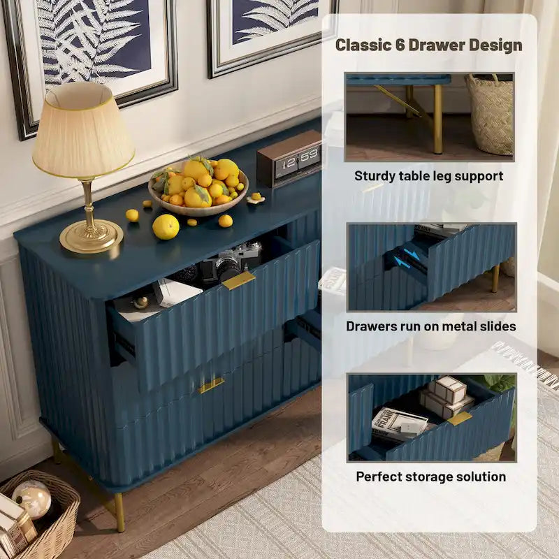 Commode d'appoint moderne Clihome en MDF à 6 tiroirs
