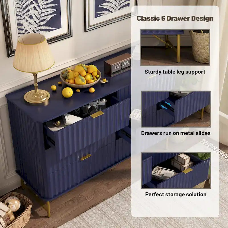 Commode d'appoint moderne Clihome en MDF à 6 tiroirs