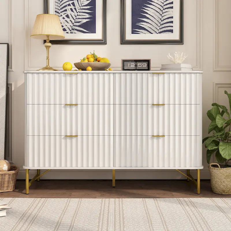 Commode d'appoint moderne Clihome en MDF à 6 tiroirs