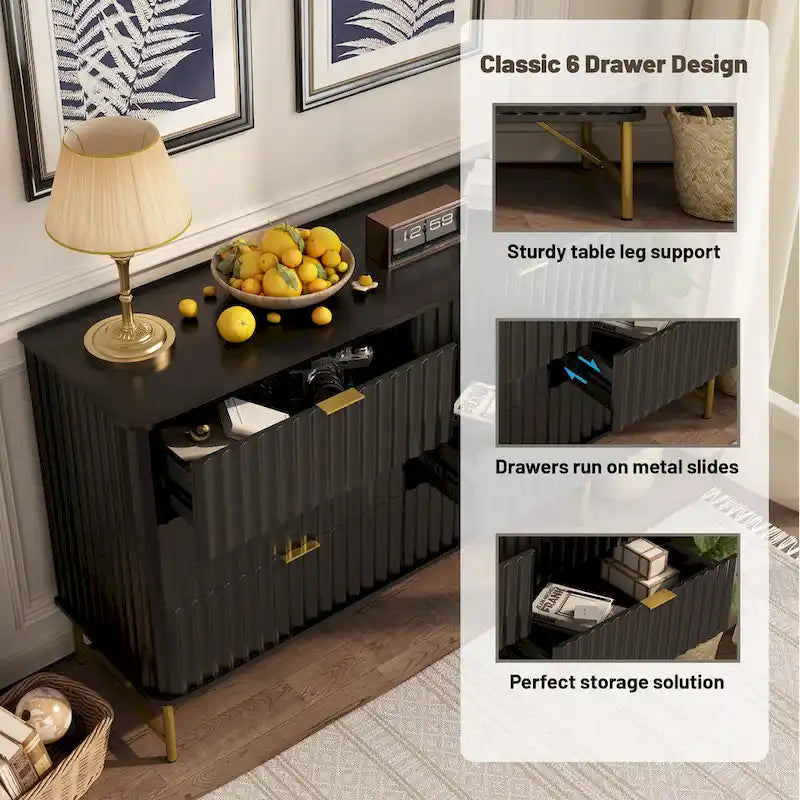 Commode d'appoint moderne Clihome en MDF à 6 tiroirs