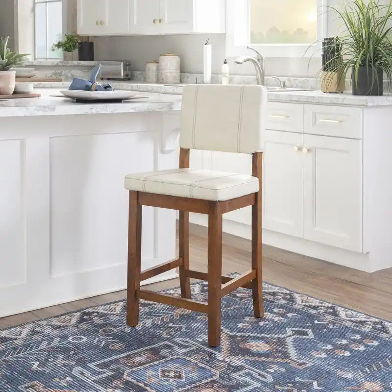Tabouret de bar Milano en similicuir crème, hauteur comptoir