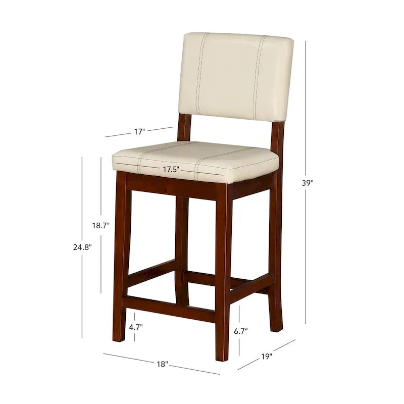 Tabouret de bar Milano en similicuir crème, hauteur comptoir