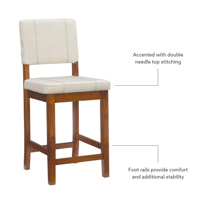 Tabouret de bar Milano en similicuir crème, hauteur comptoir