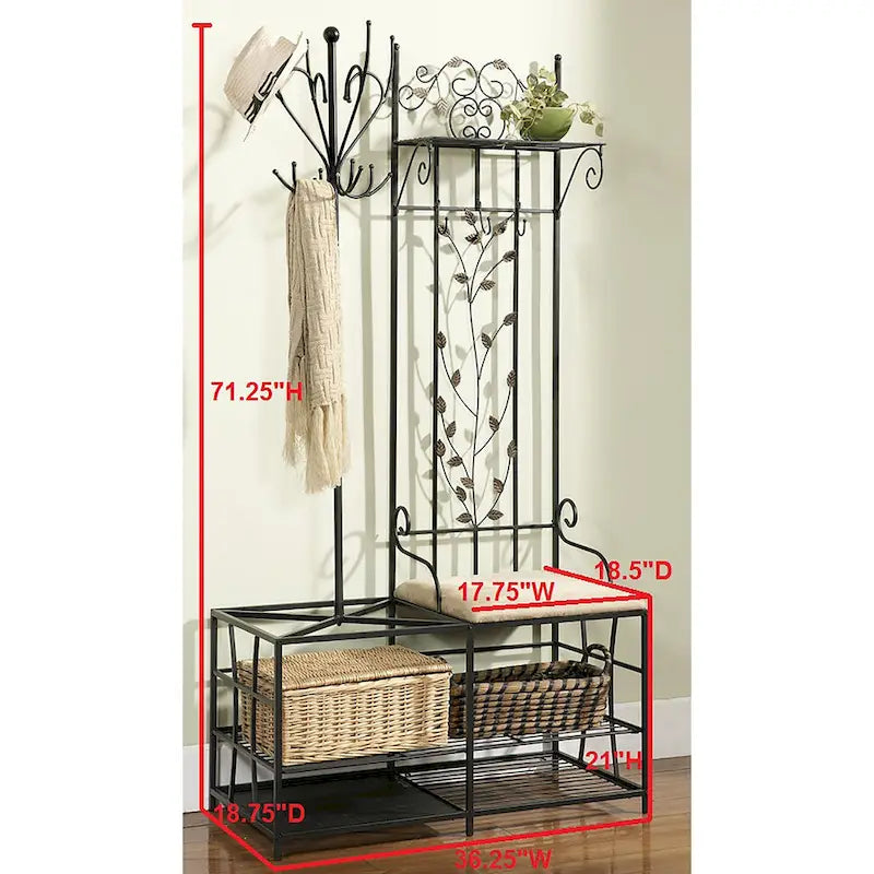 Porte-manteau et banc avec rangement Copper Grove Foxtail