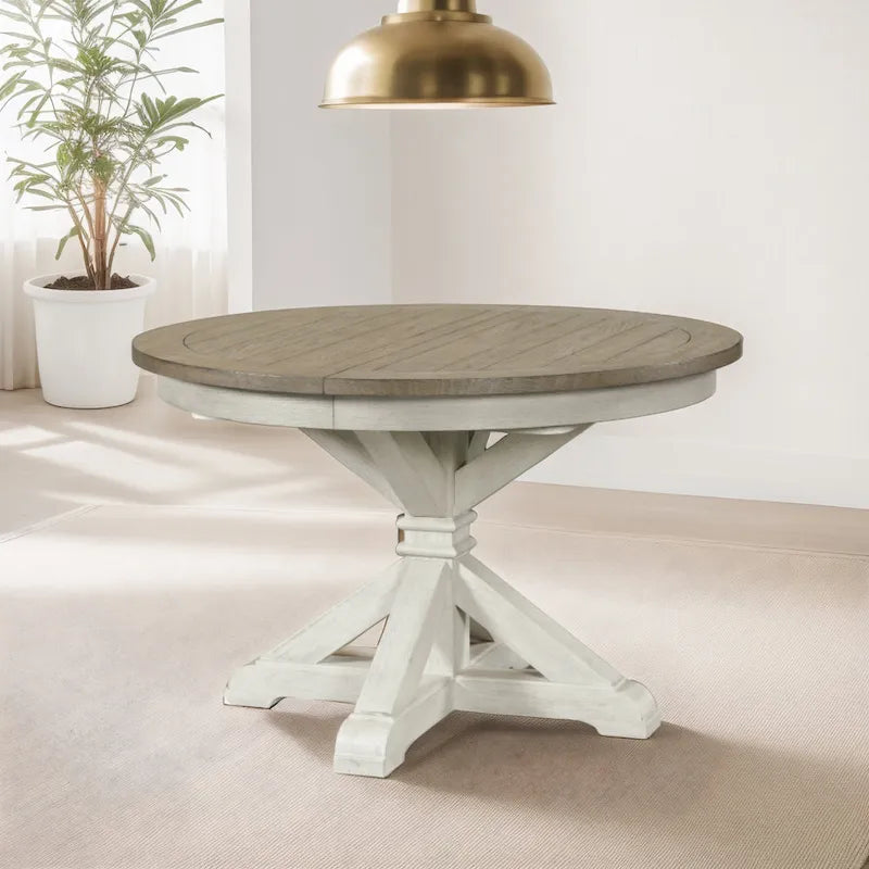 Ensemble de salle à manger 5 pièces Roundhill Furniture Harola, table ronde à pied central avec rallonge de 18 pouces, 4 chaises d'appoint