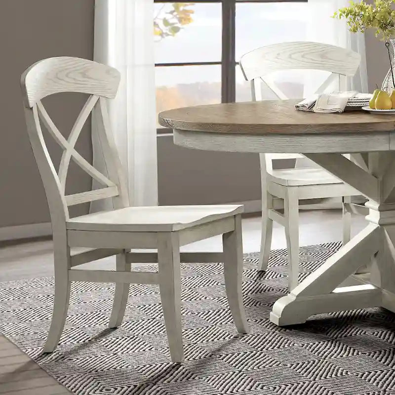 Ensemble de salle à manger 5 pièces Roundhill Furniture Harola, table ronde à pied central avec rallonge de 18 pouces, 4 chaises d'appoint
