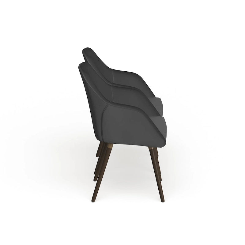 Ensemble de deux fauteuils Carson Carrington Akrehamn en similicuir gris avec pieds en hêtre
