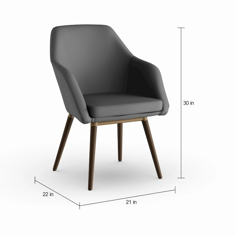 Ensemble de deux fauteuils Carson Carrington Akrehamn en similicuir gris avec pieds en hêtre