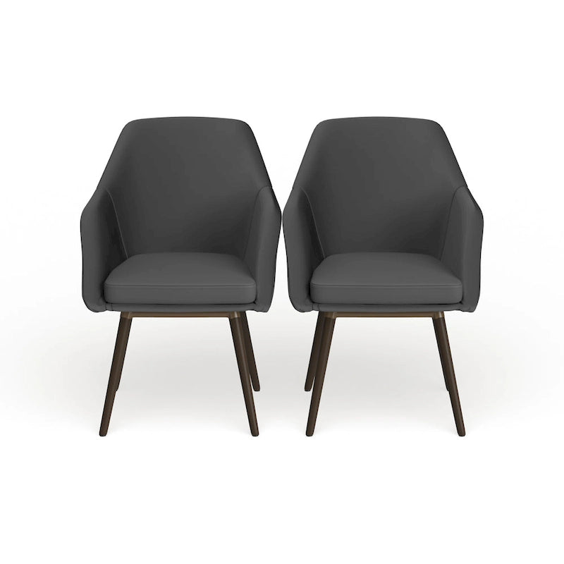 Ensemble de deux fauteuils Carson Carrington Akrehamn en similicuir gris avec pieds en hêtre