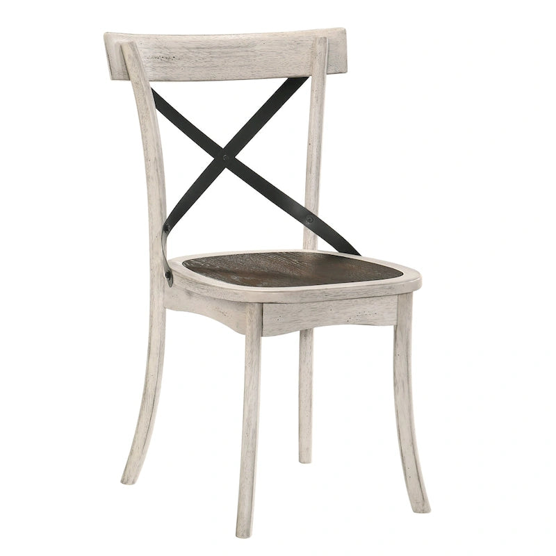 Chaises McFarlane Farmhouse en bois blanc antique à dossier en X de Furniture of America (lot de 2)