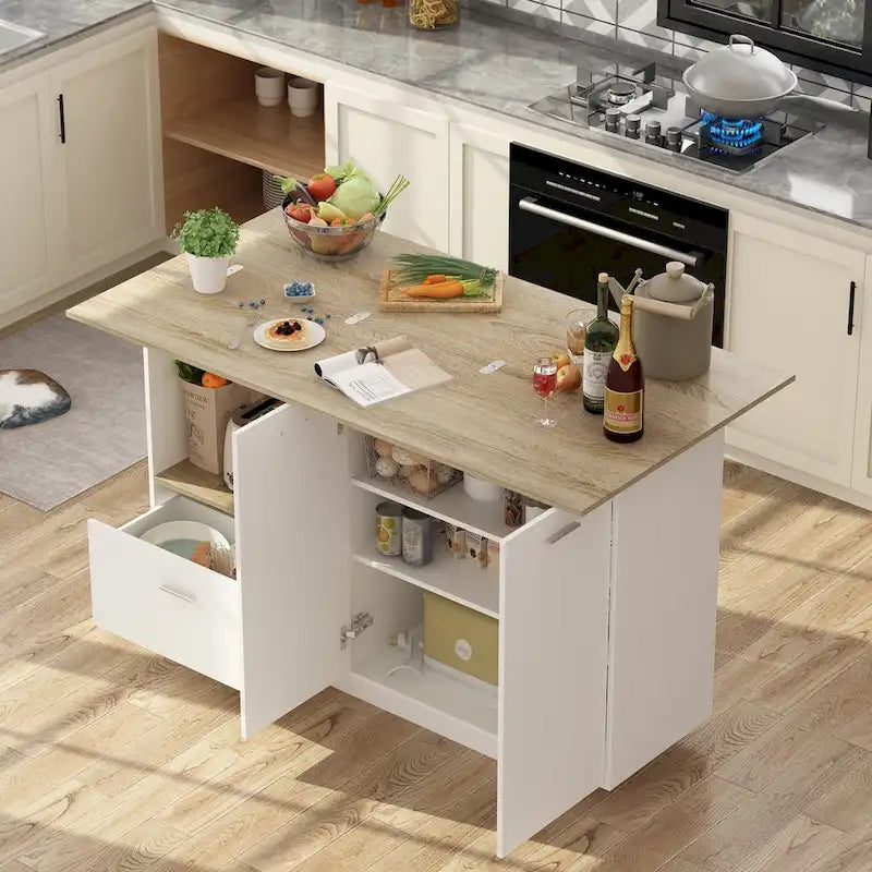 Meuble de rangement latéral pour îlot de cuisine, table extensible, meuble bar
