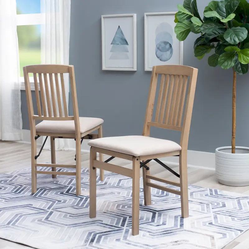 Chaises de salle à manger pliantes en bois gris délavé Lesvos Mission (lot de 2)